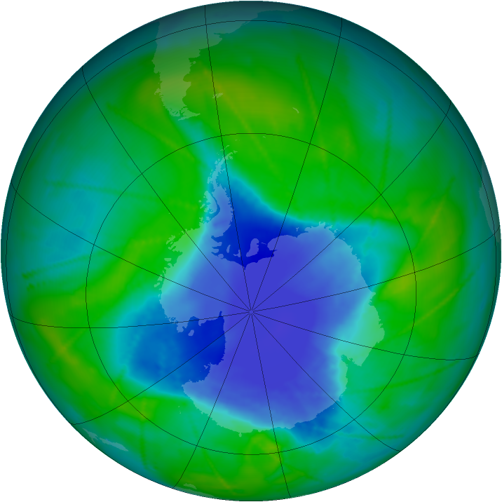 Antarctic ozone map for 10 December 2010